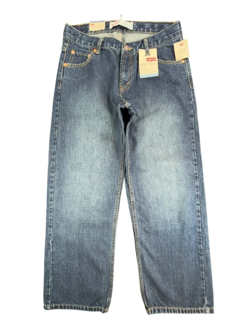 Levi's 550 Relaxed Jeans Boys 10 Husky Blue Cotton Tapered Adjustable Waist NEW